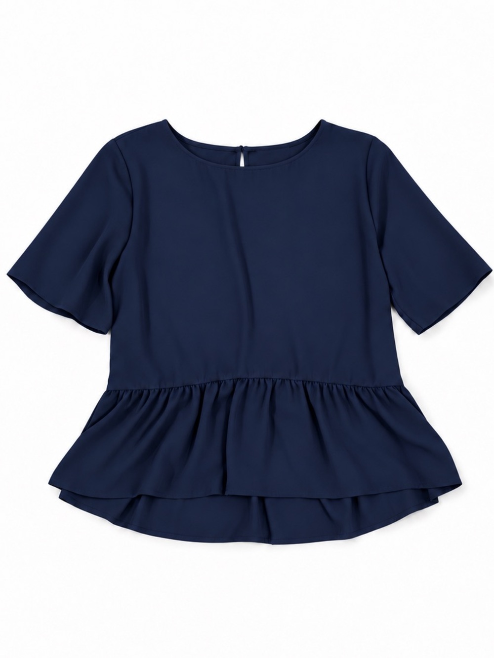 Banana Republic Women’s Navy Peplum Blouse Medium Short-Sleeve Work Top Dressy